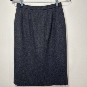 Vintage Pendleton Pencil Skirt Size 8 Petite Charcoal 100% Virgin Wool Lined